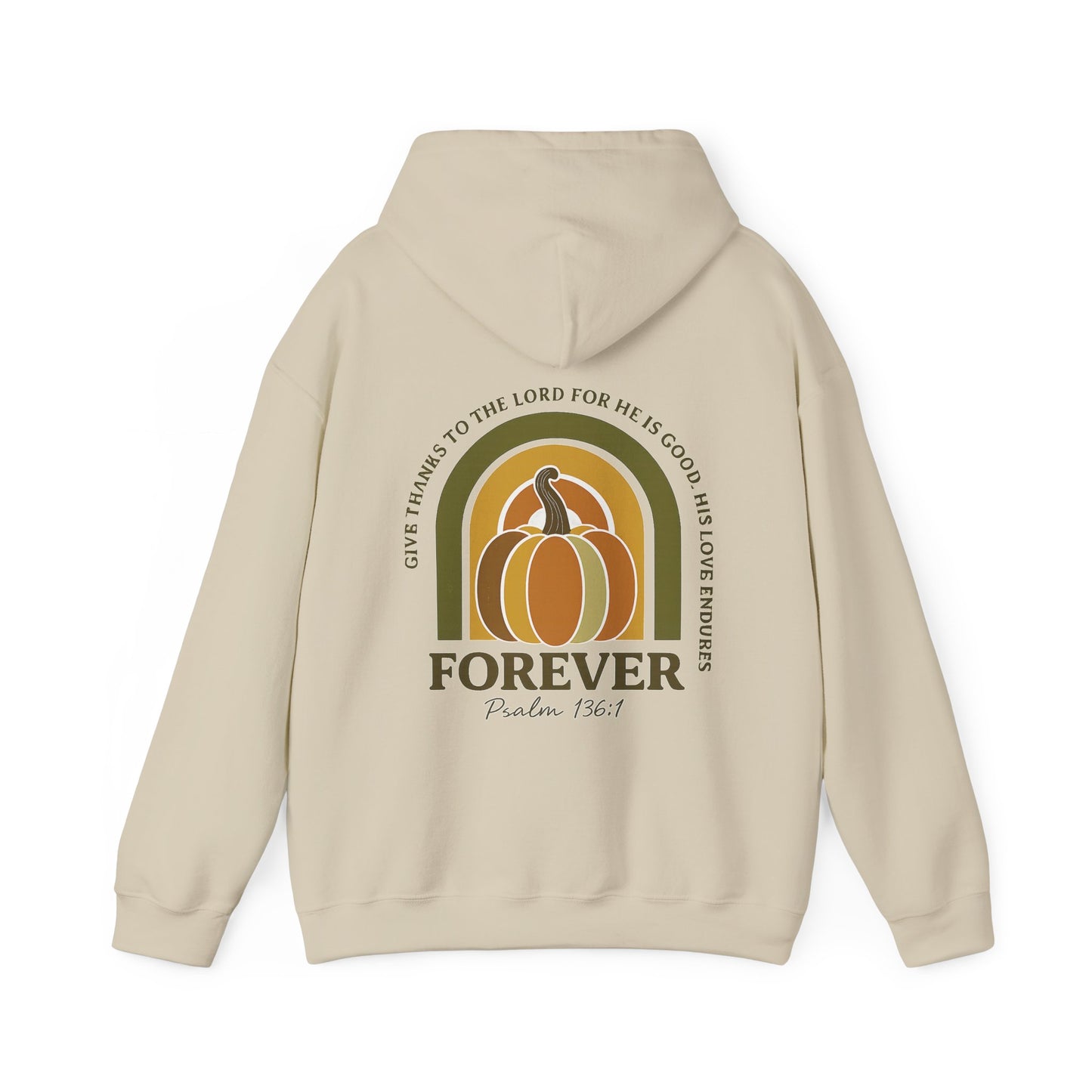 Inspirational fall hoodie with "Give thanks to the Lord" scripture