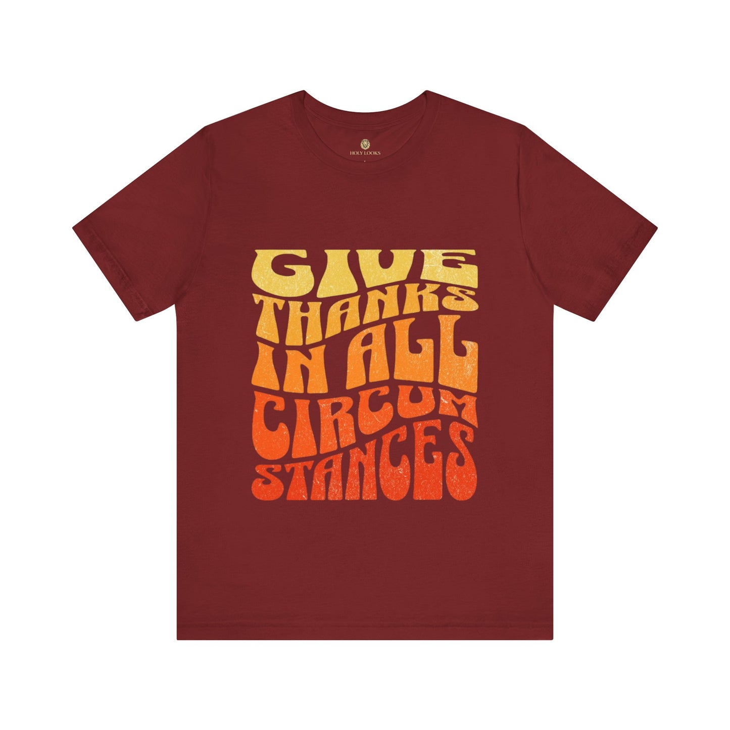 Christian graphic tee with “Give Thanks” fall-themed artwork