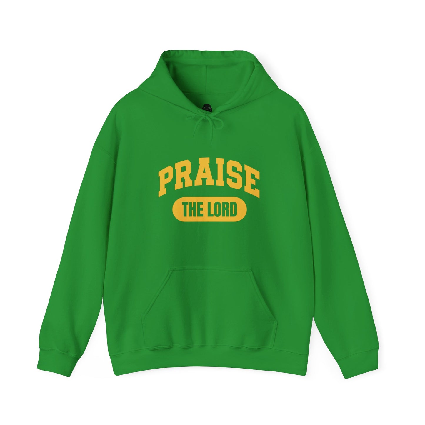 Religious hoodie with "PRAISE THE LORD" text in modern style