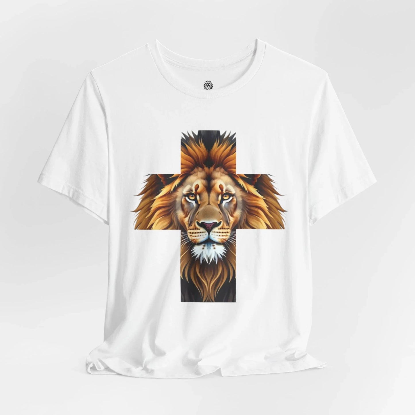 "Lion of Judah" cross design on a Christian t-shirt