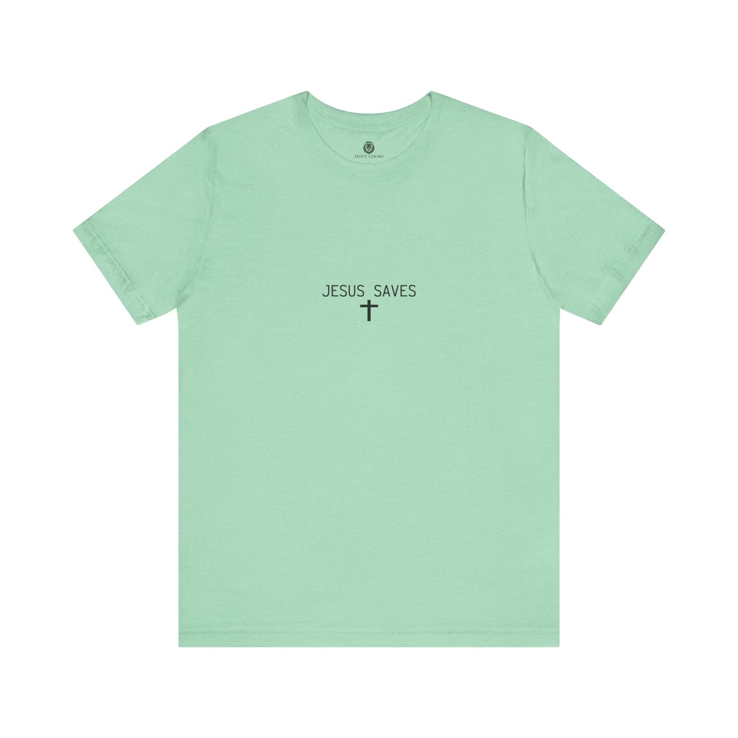 Faith-based t-shirts with "JESUS SAVES" message and cross design