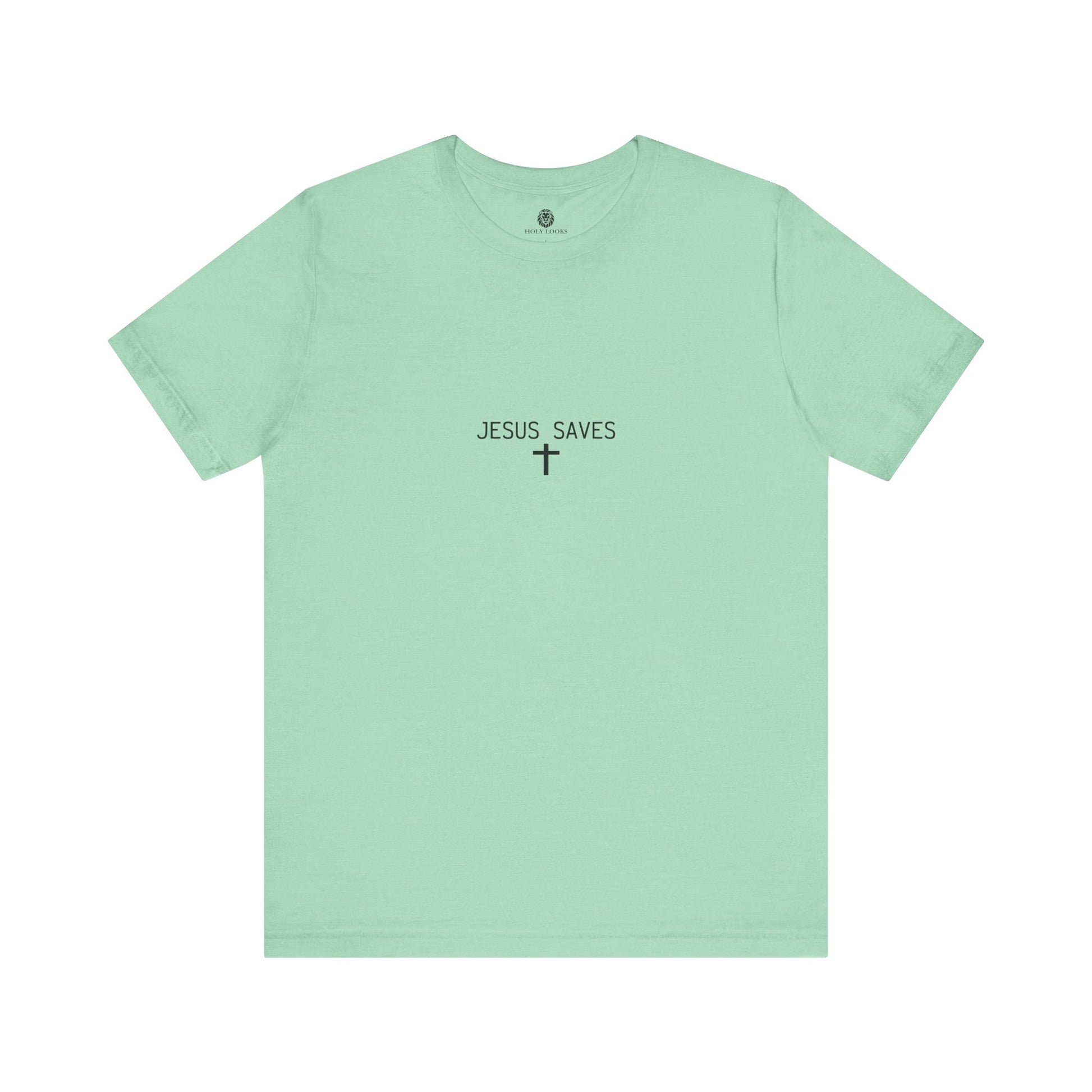 Faith-based t-shirts with "JESUS SAVES" message and cross design