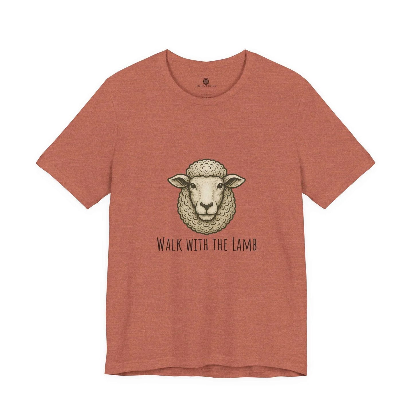 Christian family t-shirts featuring a lion's protection and walking with the lamb in faith
