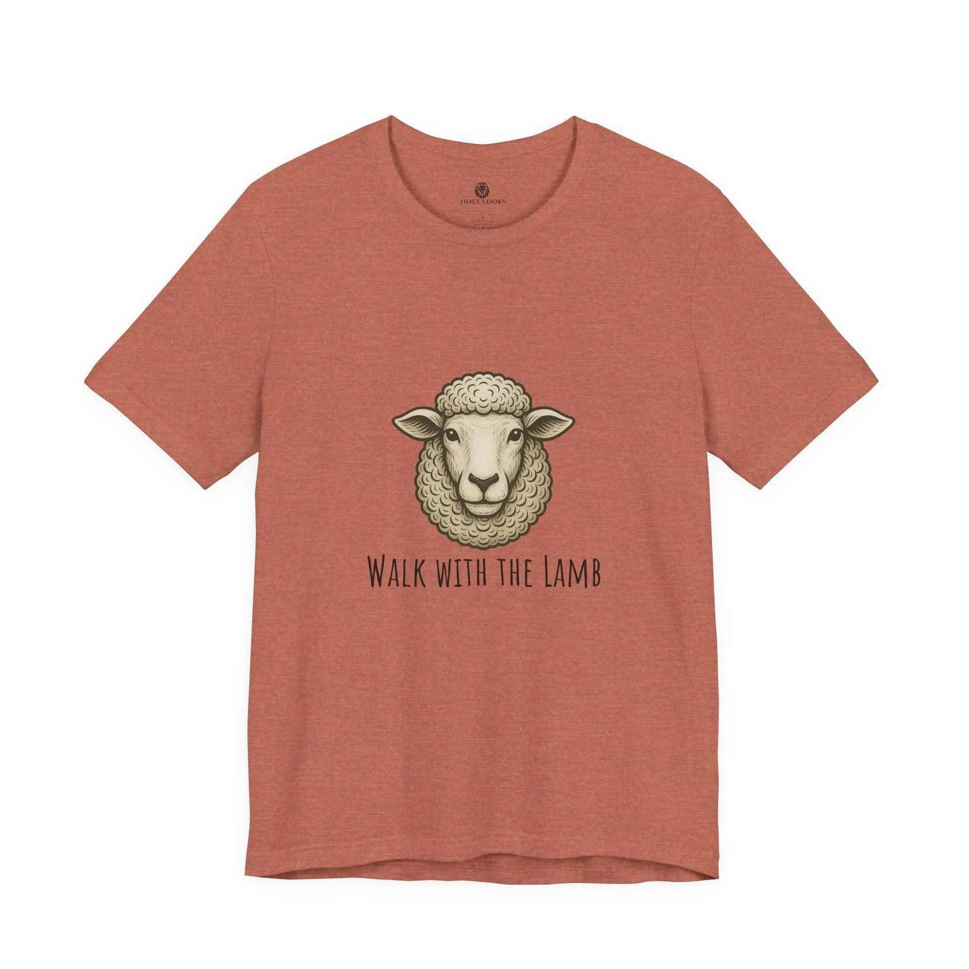 Christian family t-shirts featuring a lion's protection and walking with the lamb in faith