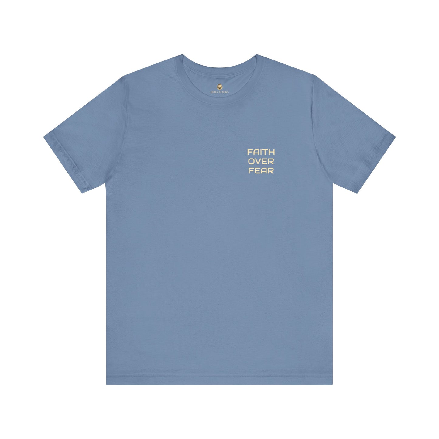 Faith-based t-shirt featuring "FAITH OVER FEAR" for spiritual strength