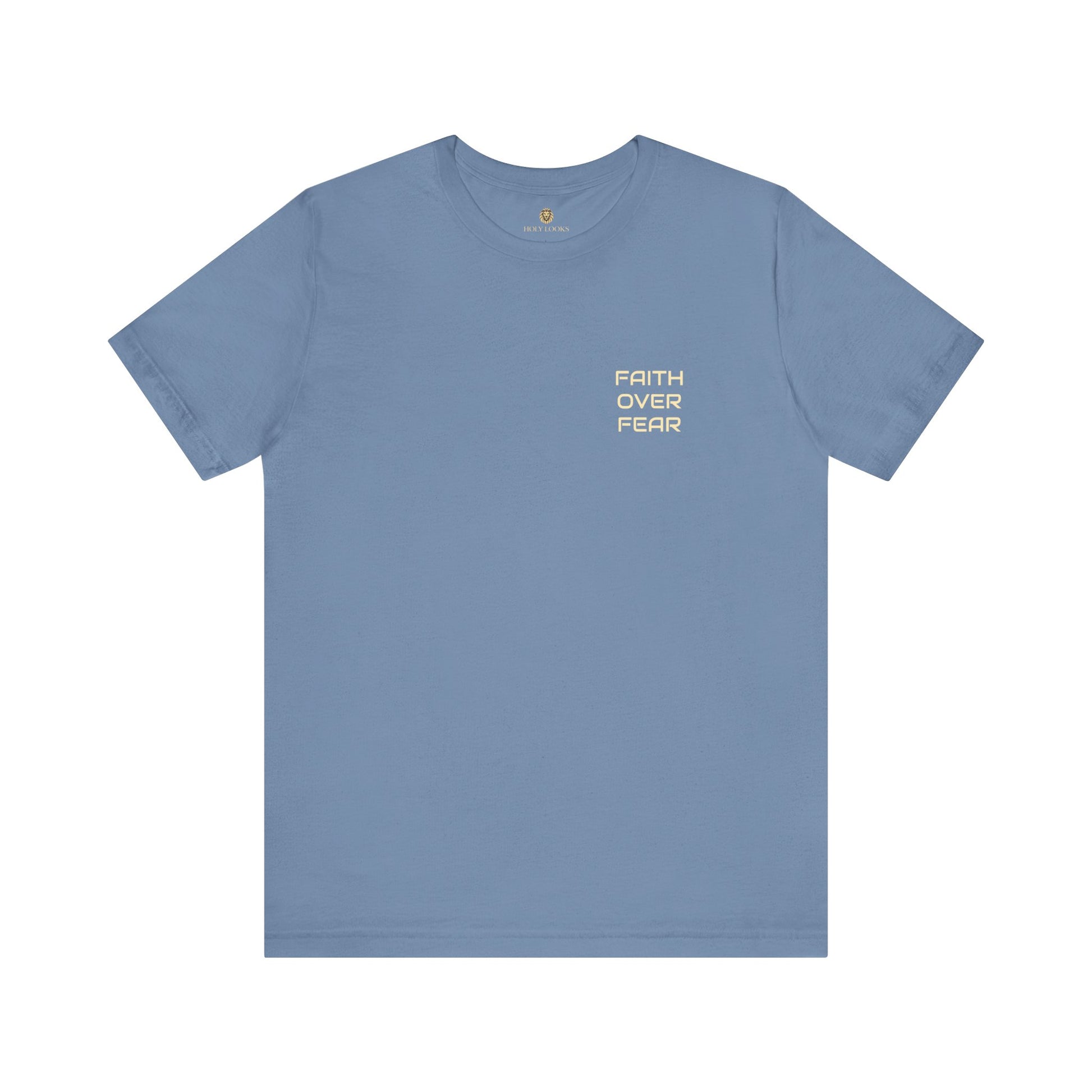 Faith-based t-shirt featuring "FAITH OVER FEAR" for spiritual strength