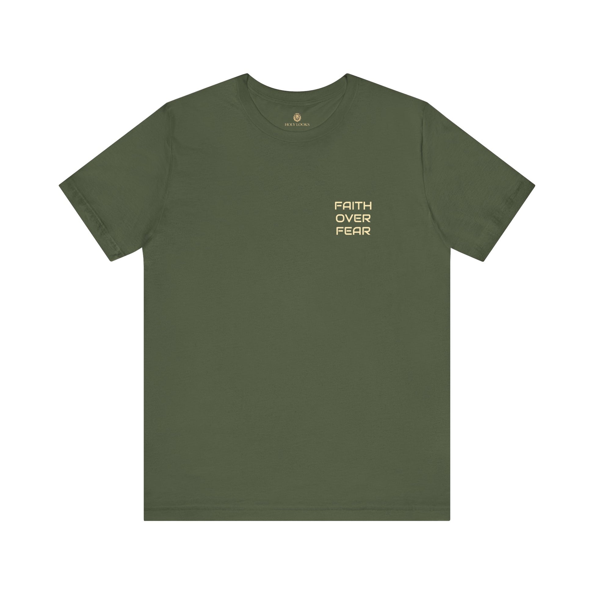 Christian graphic tee with "FAITH OVER FEAR" slogan for empowerment