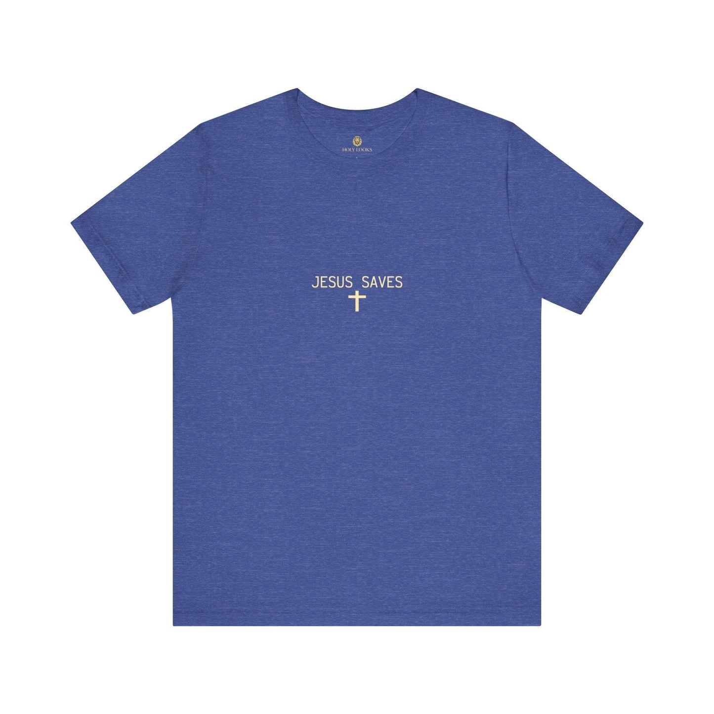Inspirational couple t-shirts with "JESUS SAVES" and cross message