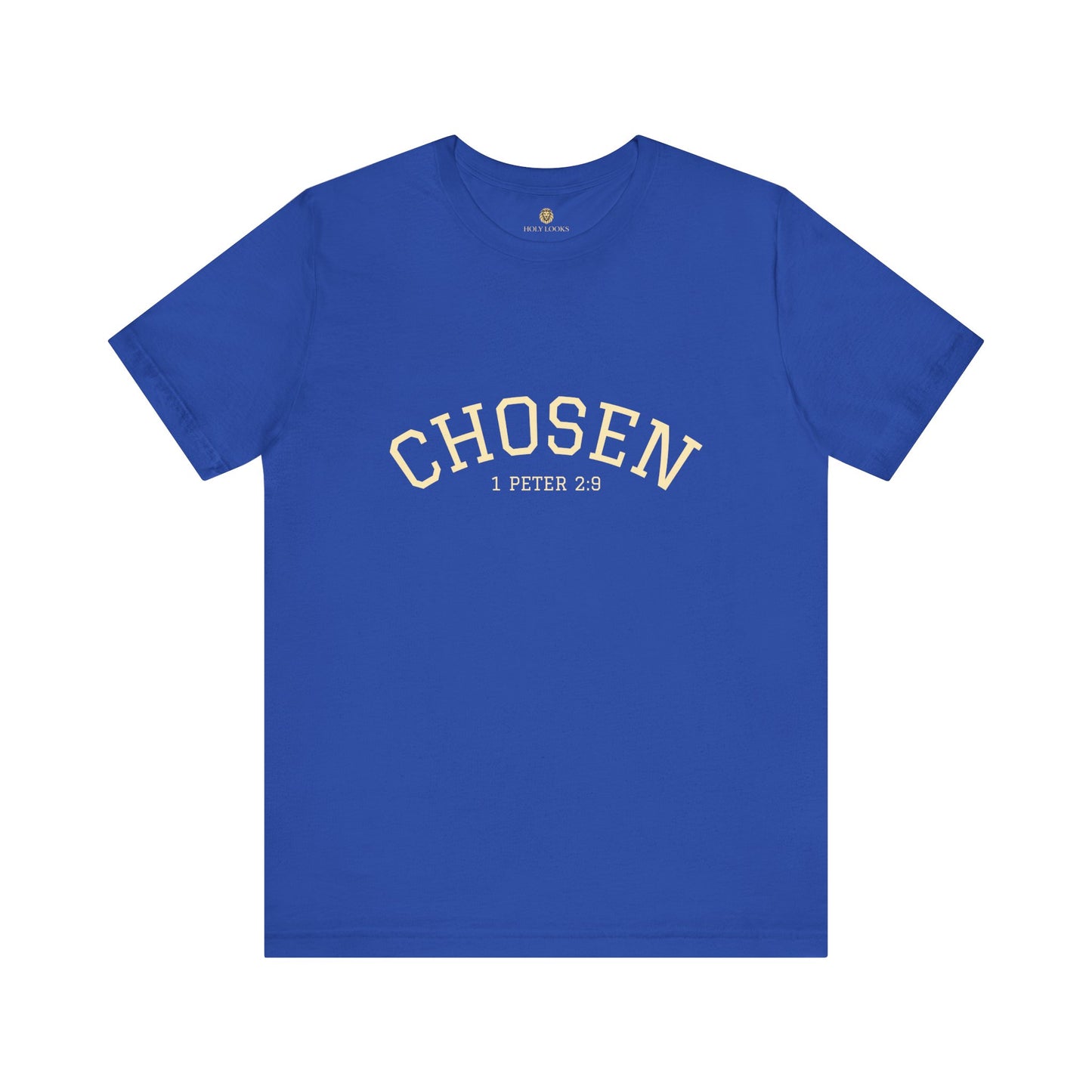 Christian graphic t-shirts for couples with "CHOSEN" and Bible scripture