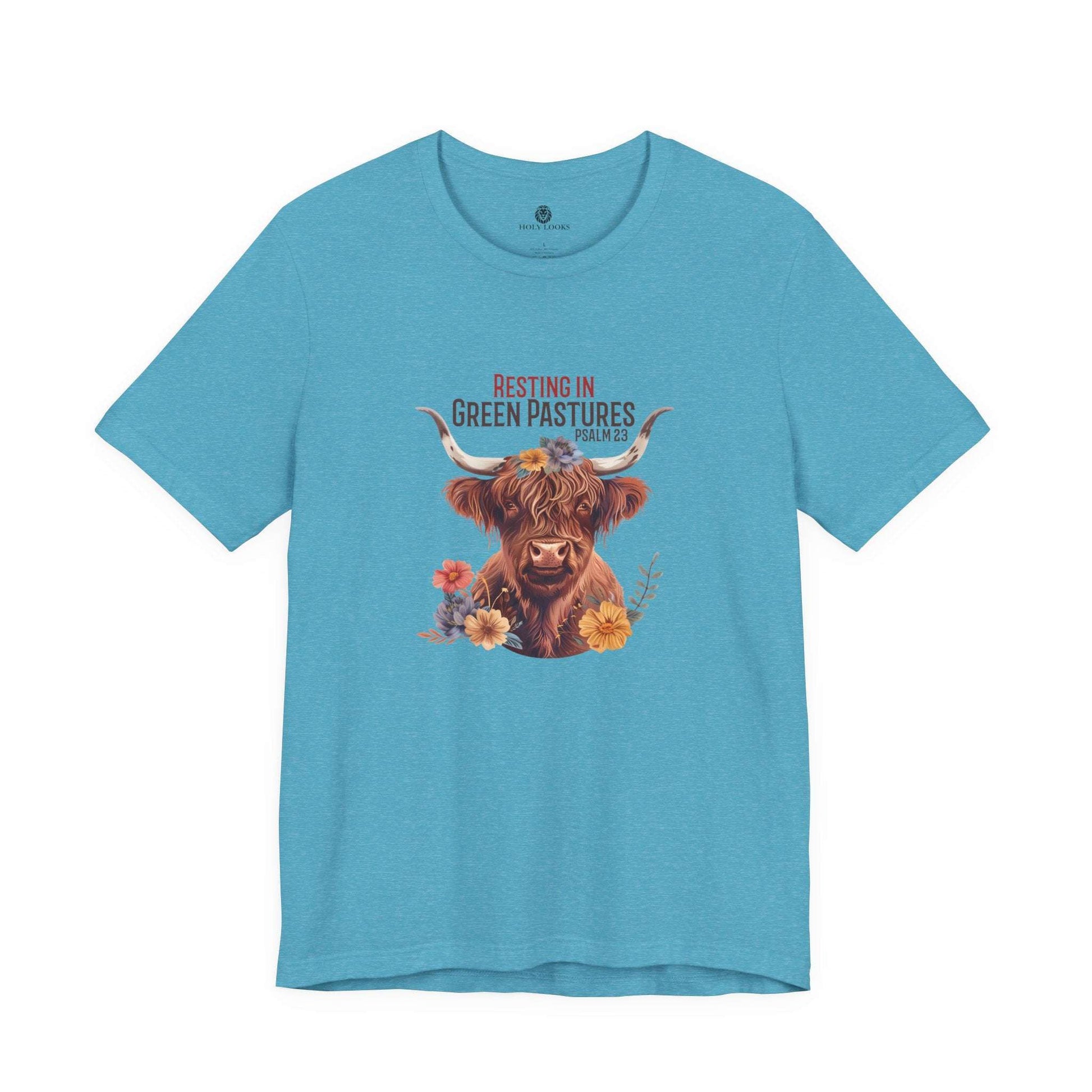 Resting in Green Pastures Fall Tee – Psalm 23 Christian Shirt