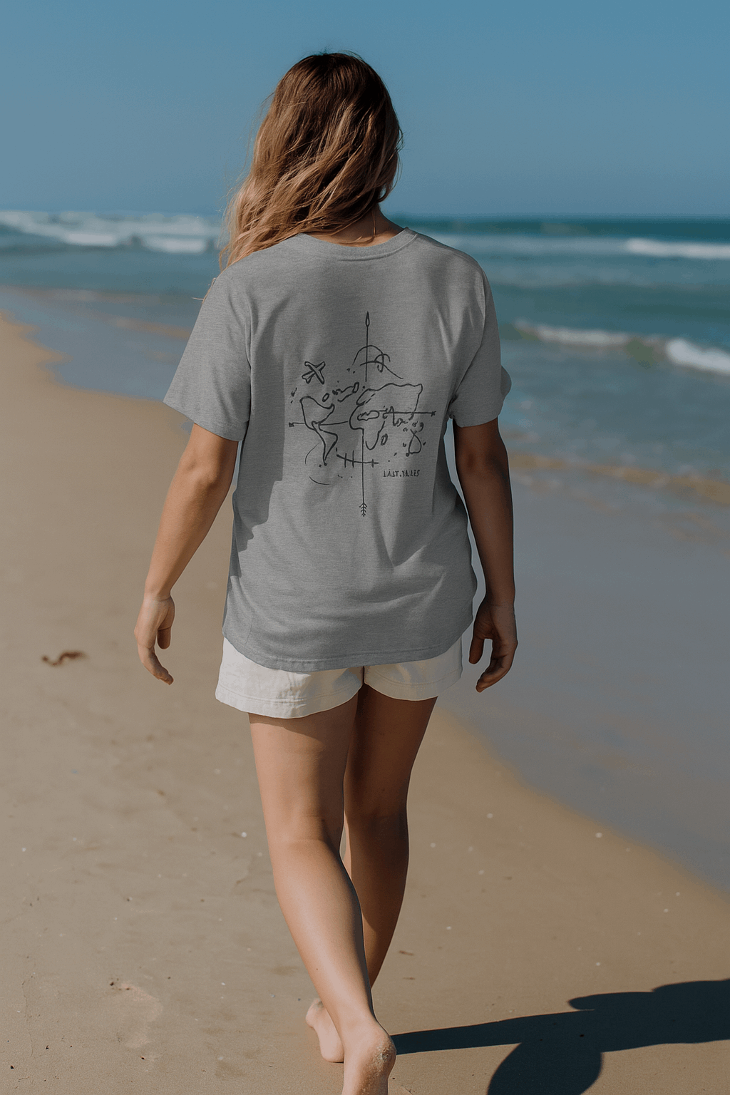 Christian t-shirt with minimalist design of a world map and scripture