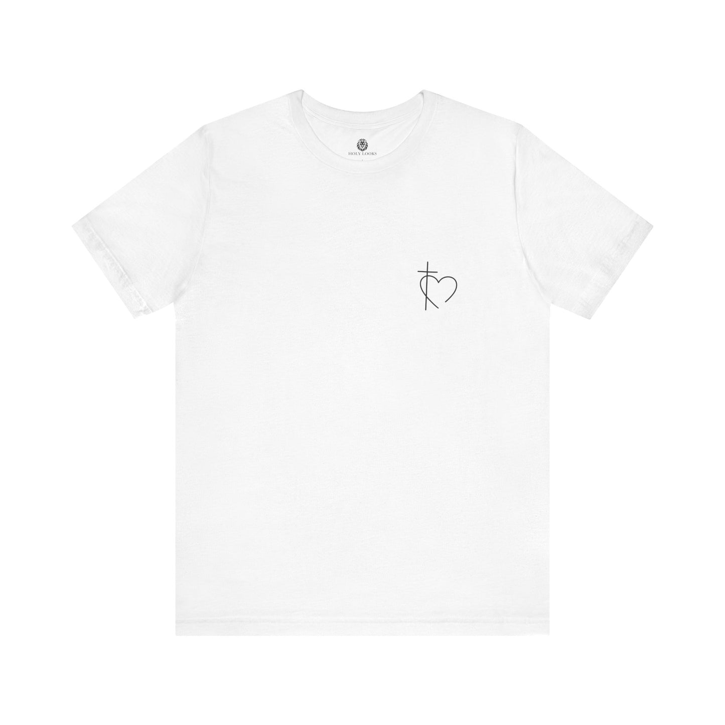 Inspirational Christian t-shirts with small cross and heart design