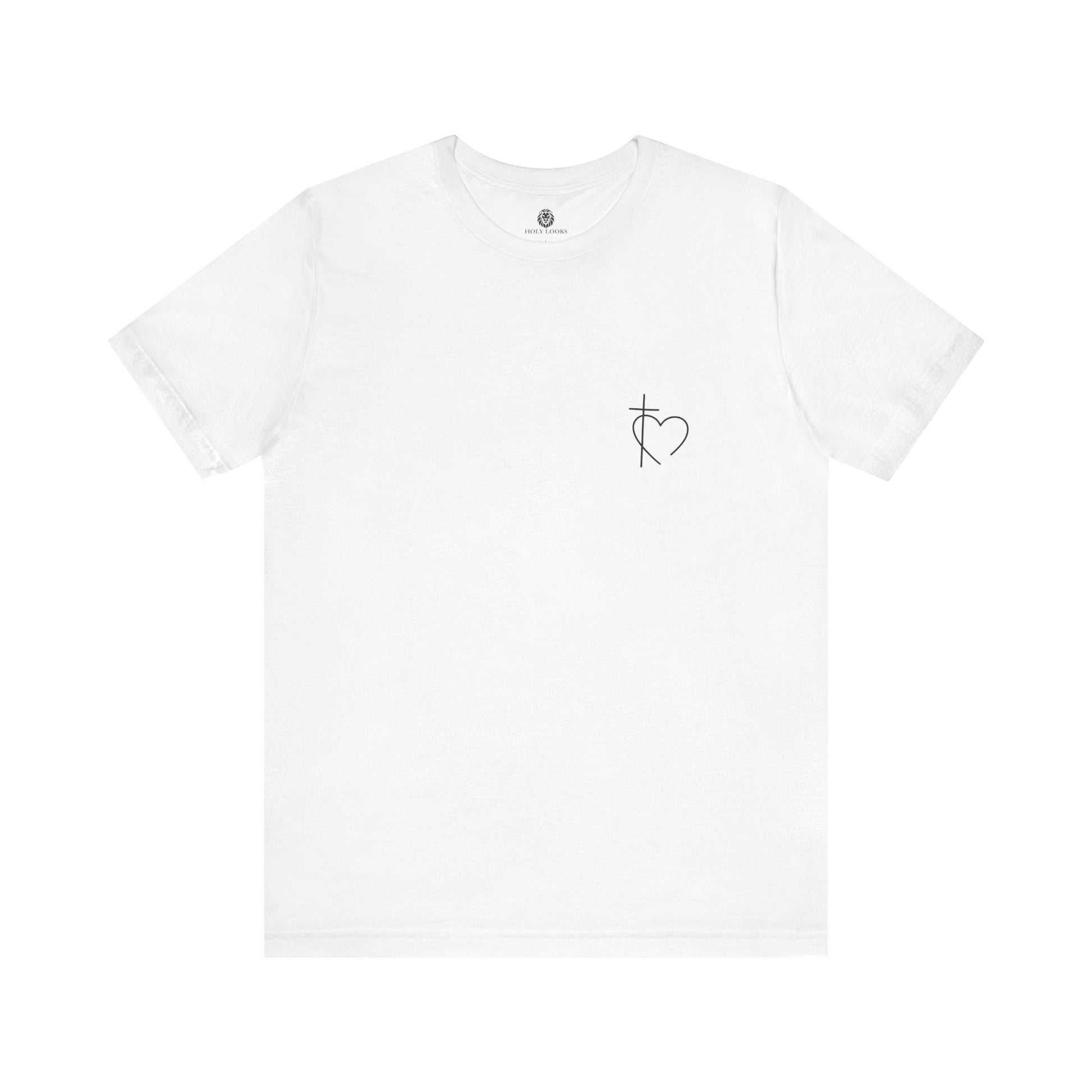 Inspirational Christian t-shirts with small cross and heart design
