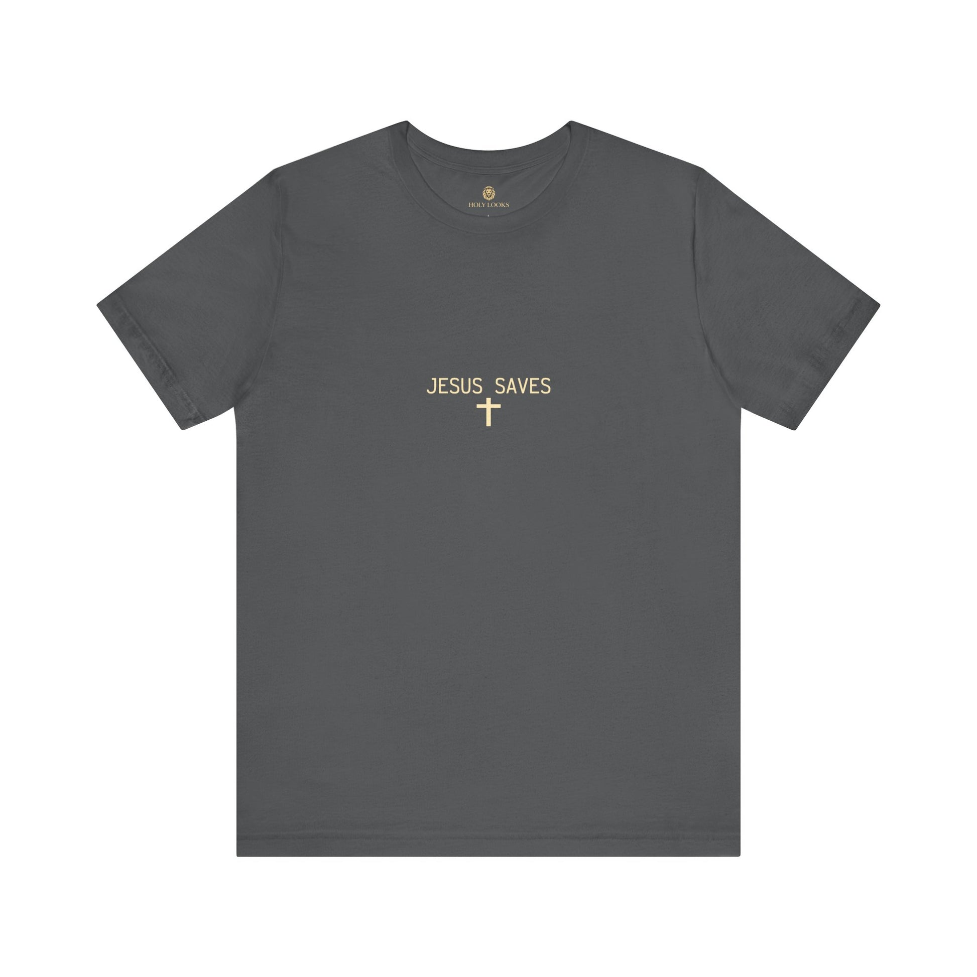 Religious t-shirts for couples with "JESUS SAVES" and cross symbol