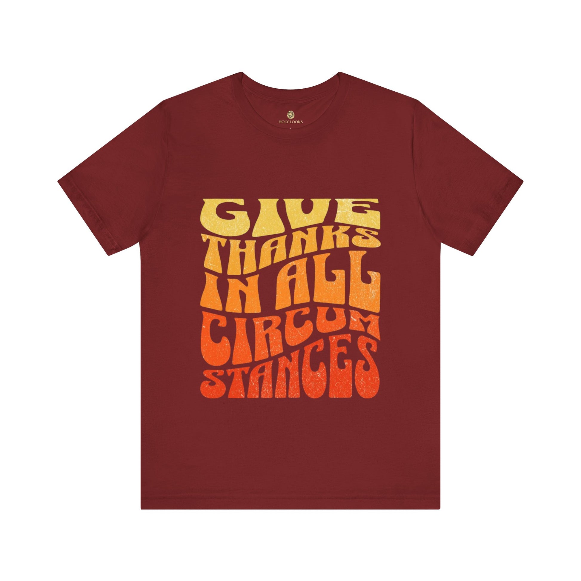 Christian graphic tee with “Give Thanks” fall-themed artwork