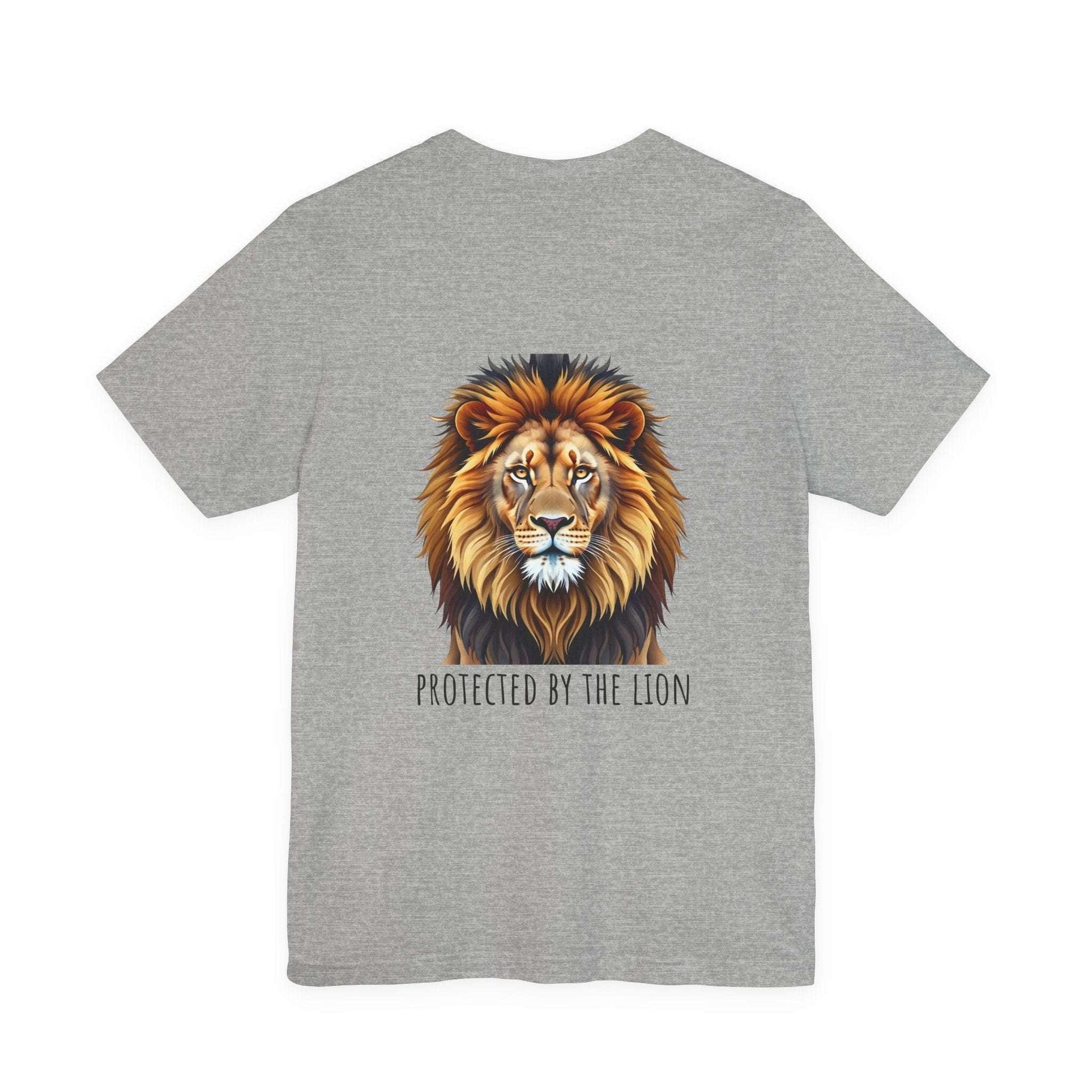 Matching Christian shirts for family with lion and lamb designs symbolizing divine protection and guidance