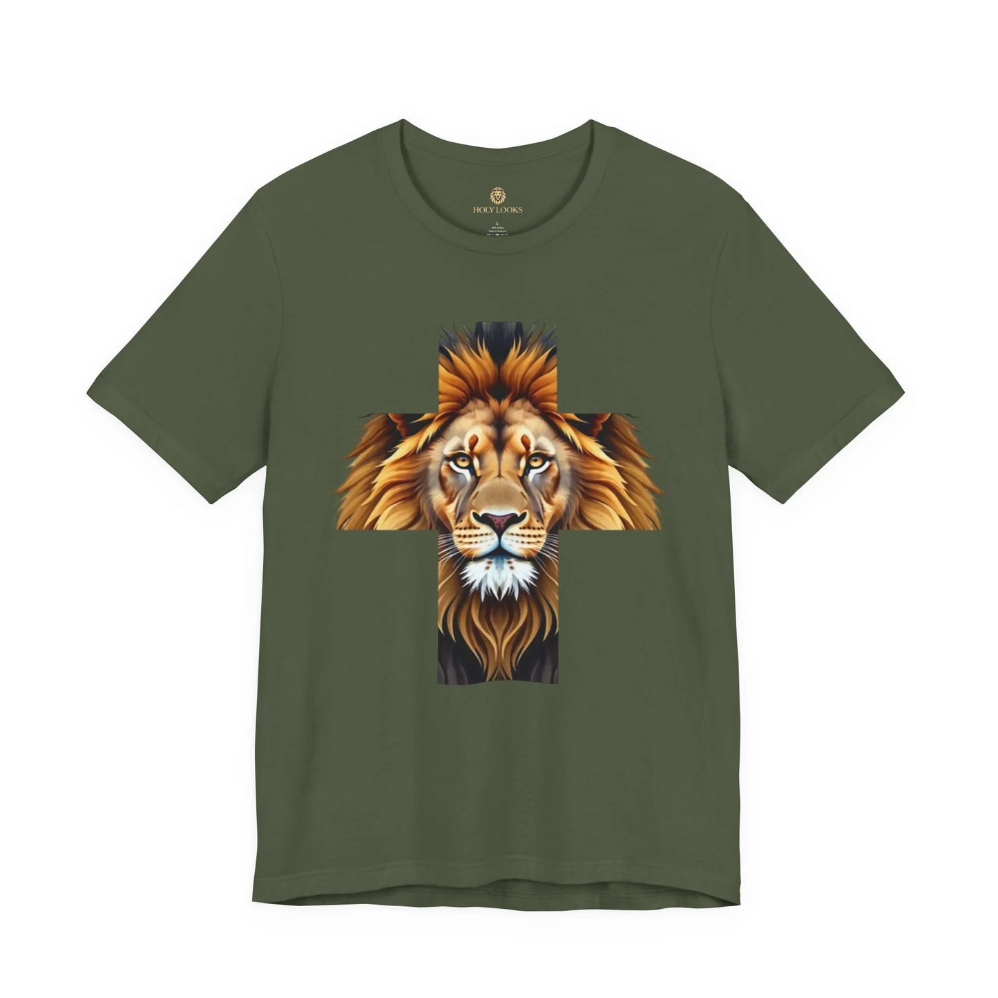 Religious t-shirt with lion and cross design for Christians