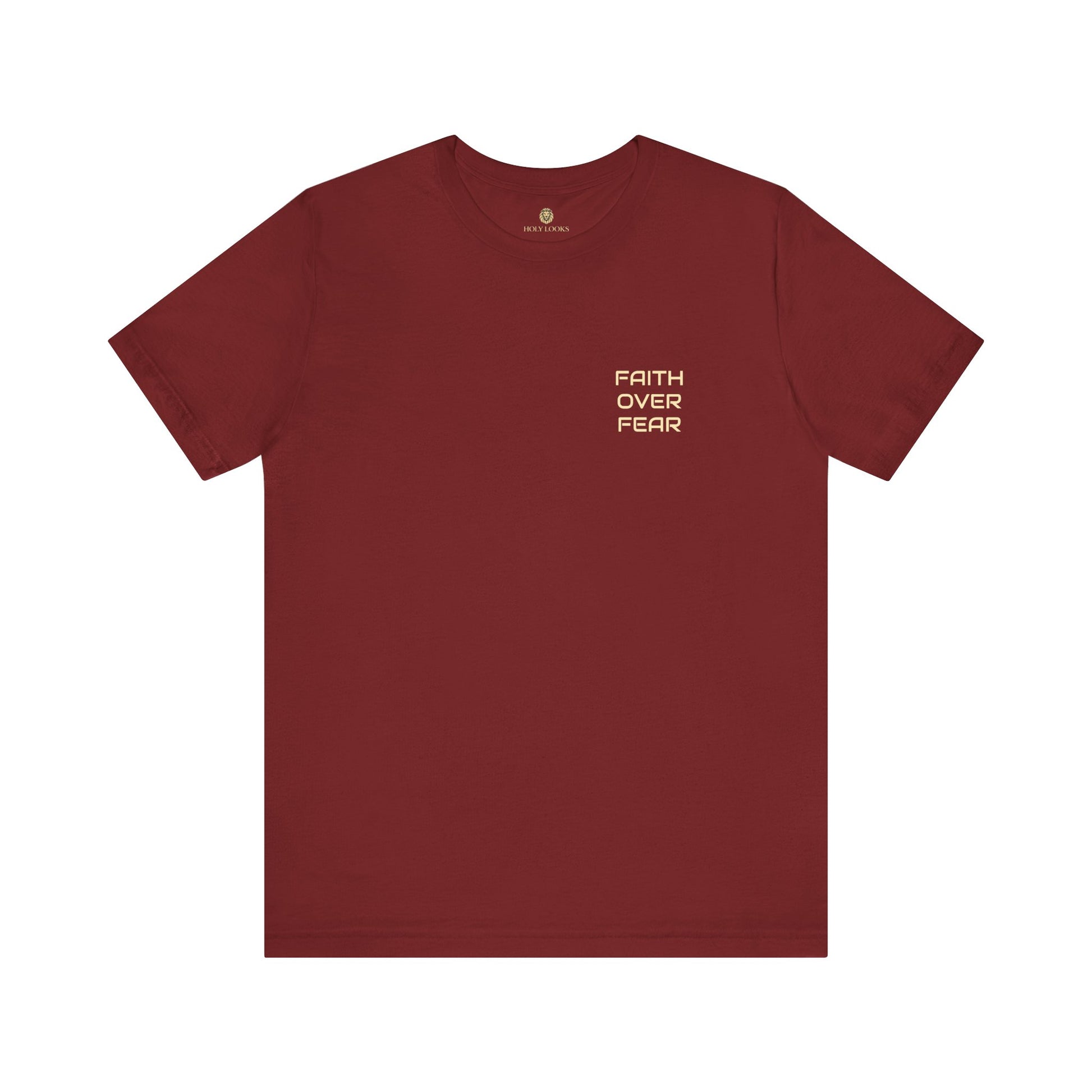 Christian tee with "FAITH OVER FEAR" slogan for empowerment