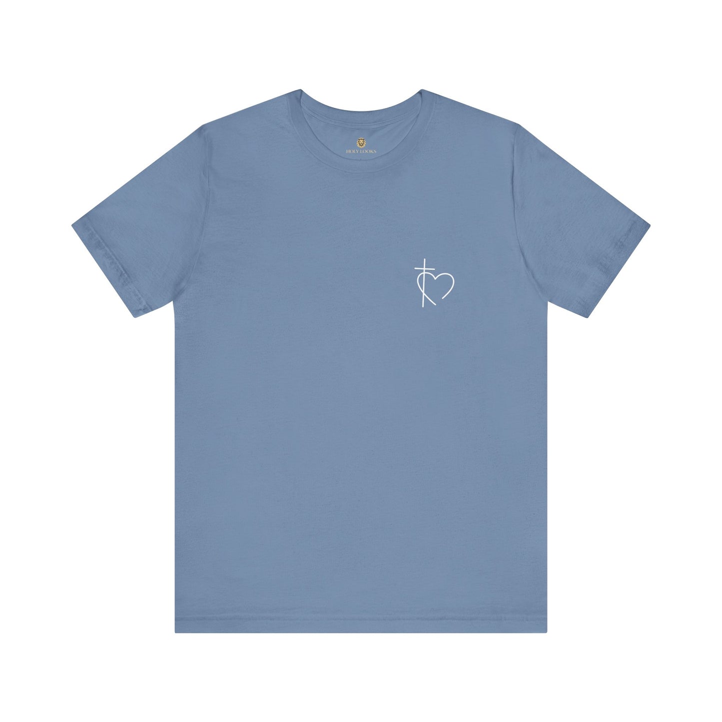 Inspirational faith t-shirts with small heart and cross