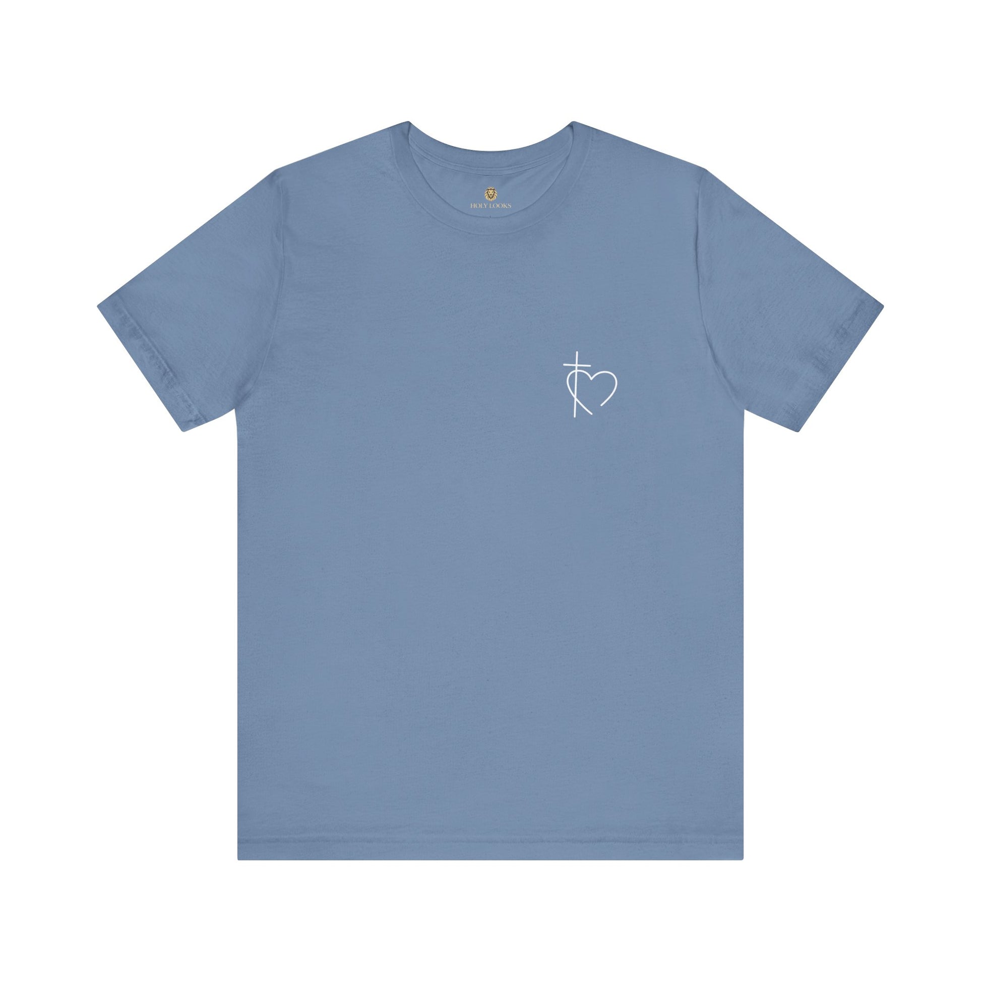 Inspirational faith t-shirts with small heart and cross