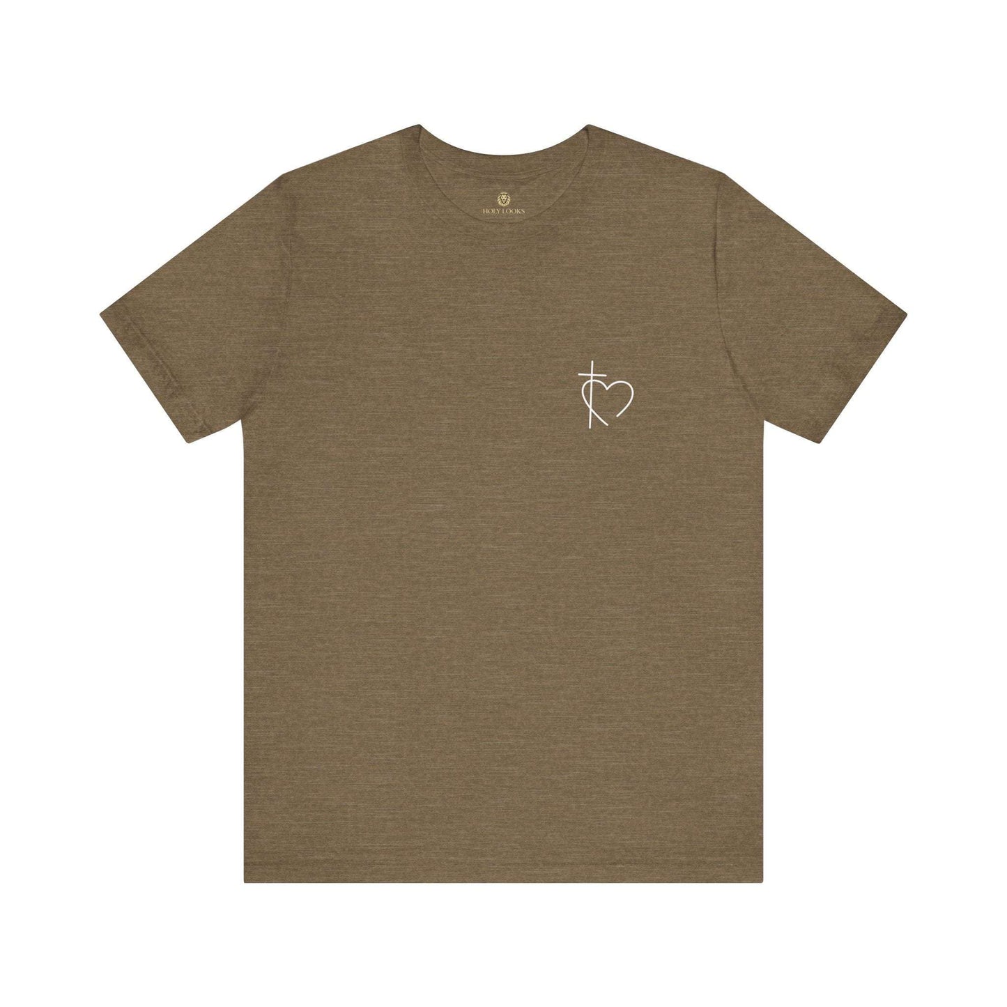 Faith t-shirts with minimalist heart and cross graphic