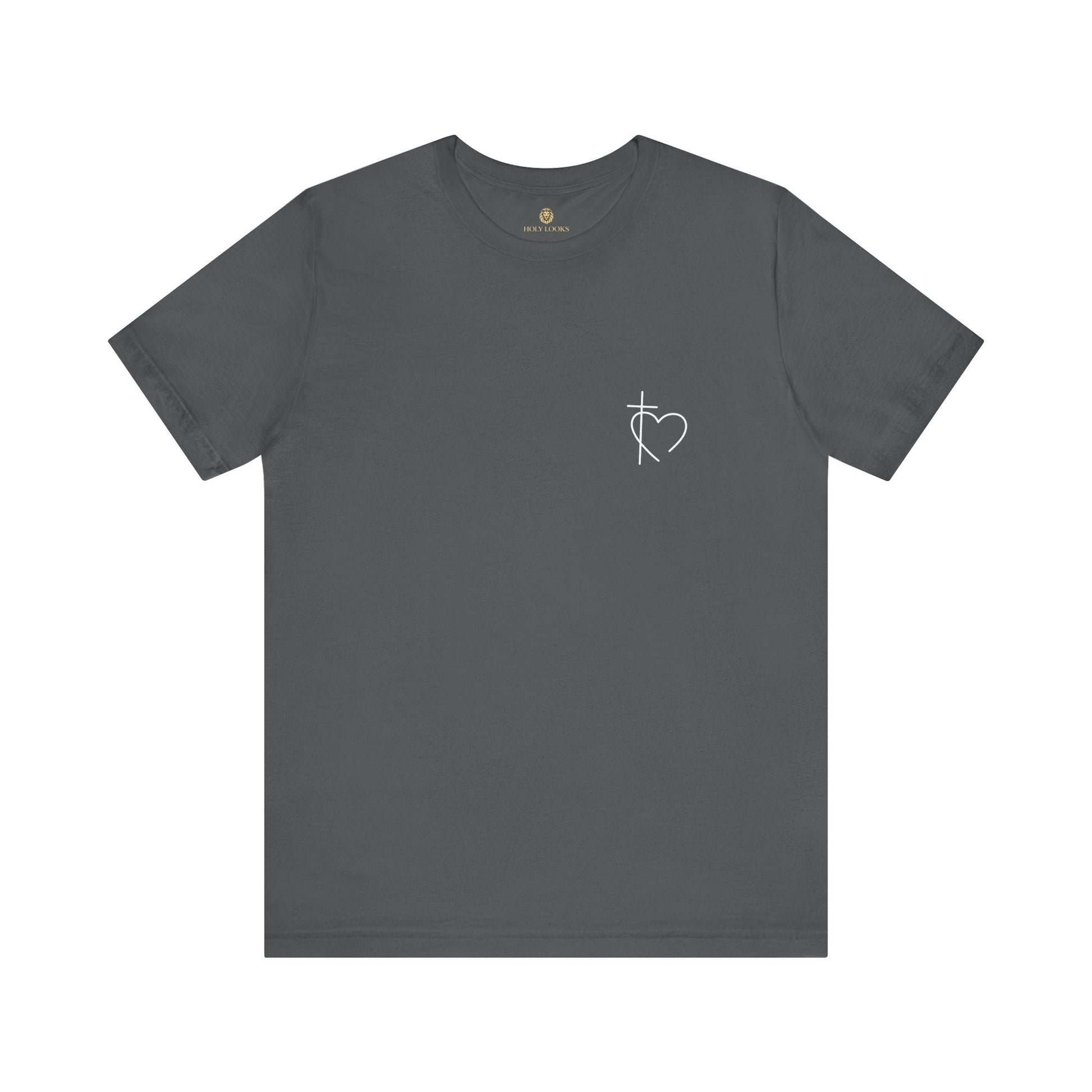 Religious couple's t-shirts with subtle cross and love heart design