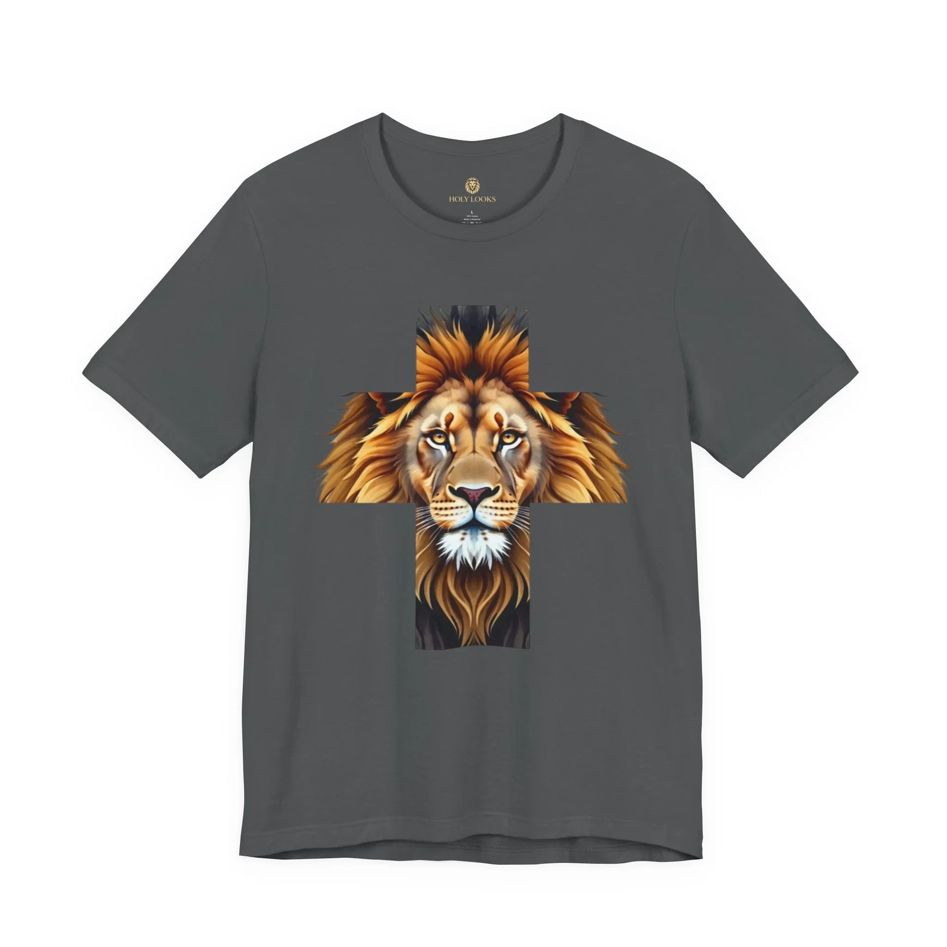 Lion of Judah t-shirt with a powerful lion inside a cross design