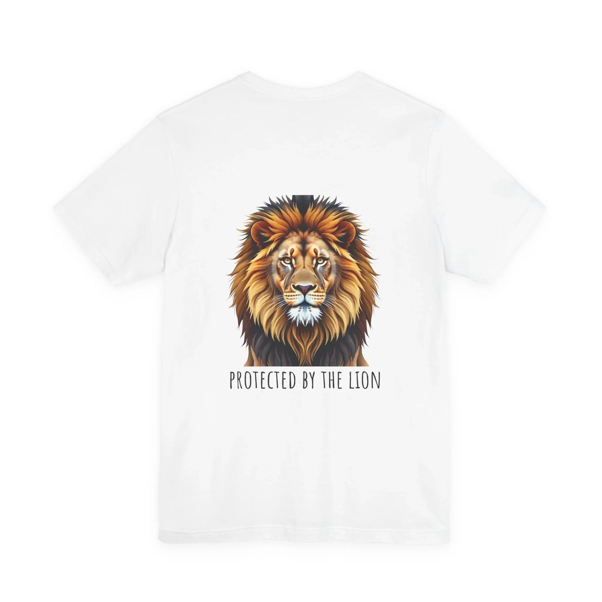 Family-themed Christian graphic tees with lion and lamb designs and verses of faith
