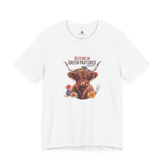 Resting in Green Pastures Fall Tee – Psalm 23 Christian Shirt