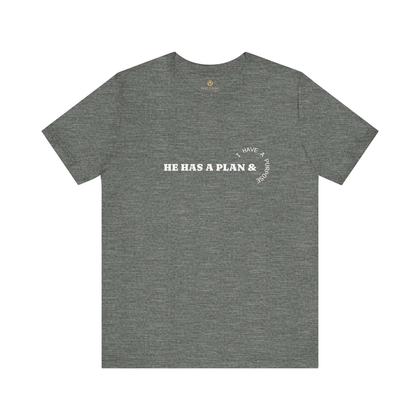 Christian graphic tee with "HE HAS A PLAN" text for trust in God's plan