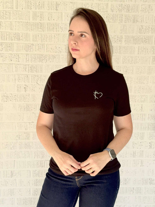 Christian t-shirts featuring heart and cross design