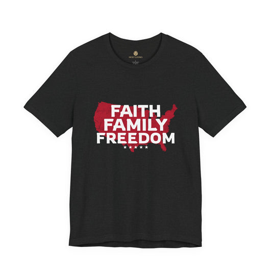 Faith Family Freedom USA Christian Tee - Holy Looks